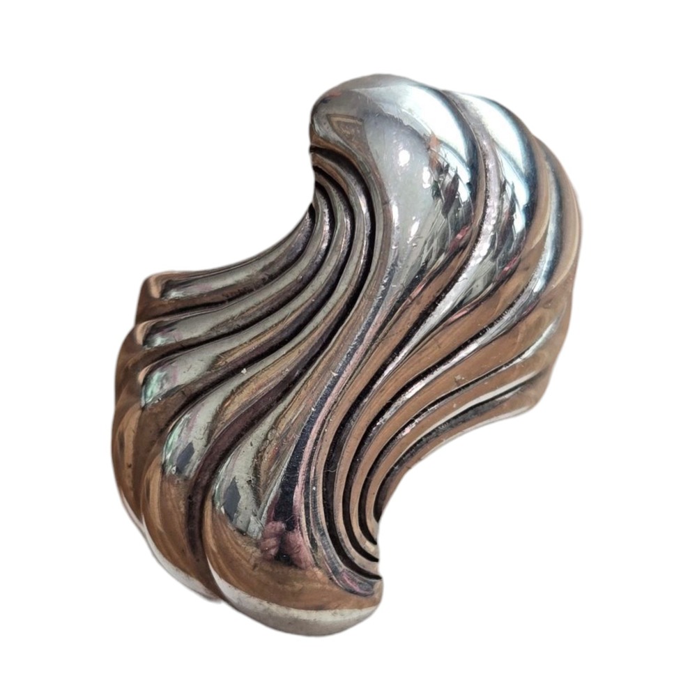 Sterling Silver 925 Heavy Freeform Modern Swooping Ring‎ Size 7 Signed KBN